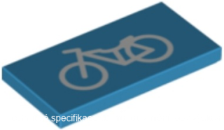 87079pb0823 Dark Azure Tile 2 x 4 with White Bicycle Pattern