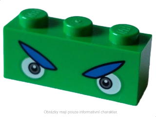 3622pb134 Bright Green Brick 1 x 3 with Angry Eyes (Ludwig)