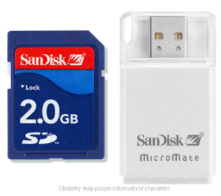 Sandisk SD Pamětová karta 2GB + Čtečka karet MicroMate