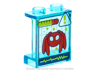 87552pb090 Transparent Light Blue Panel 1 x 2 x 2 with Red Robot Spider Pattern