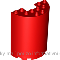 87926 Red Cylinder Half 3 x 6 x 6 with 1 x 2 Cutout