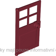 60623 Dark Red Door 1 x 4 x 6 with 4 Panes and Stud Handle