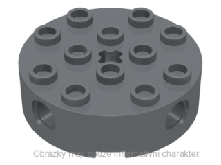 6222 Dark Bluish Gray Brick, Round 4 x 4 with 4 Side Pin Holes