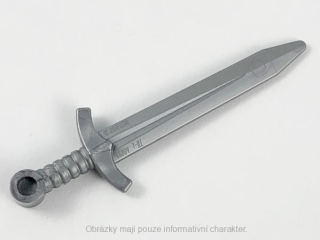 66964 Flat Silver Greatsword Pointed with Upturned Crossguard