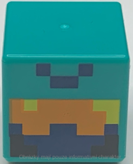 19729pb054 Dark Turquoise Head, Modified Cube (Minecraft Nether Adventurer)