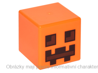 19729pb001 Orange Head, Modified Cube Pixelated (Minecraft Pumpkin Jack O')