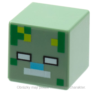 19729pb046 Sand Green Head, Modified Cube Pixelated (Minecraft Drowned Zombie)