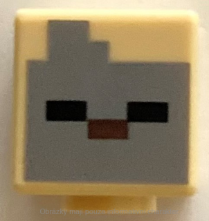 19729pb036 Tan Head, Modified Cube Pixelated (Minecraft Husk)