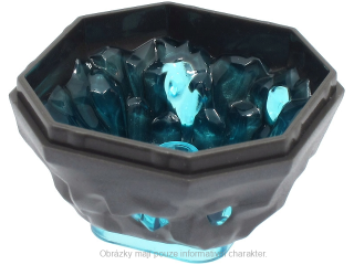 88644pb01 Pearl Dark Gray Rock 4 x 4, Bottom with Trans-Light Blue Crystals