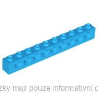 2730 Dark Azure Brick 1 x 10 with Holes