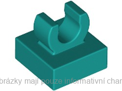 15712 Dark Turquoise Tile, Modified 1 x 1 with Open O Clip