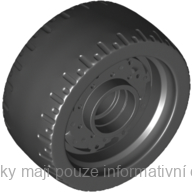 72206pb01 Black Wheel 24 x 12 with Pin Hole with Molded Black Hard Rubber Tire