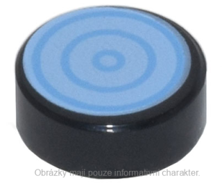 98138pb295 Black Tile, Round 1 x 1 with Medium Blue Concentric Circles