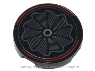 14769pb517 Black Tile, Round 2 x 2 with Silver Pinwheel Wheel Rim