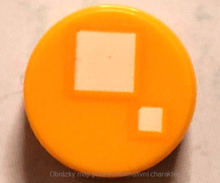 98138pb072 Bright Light Orange Tile, Round 1 x 1 with 2 White Squares Pattern