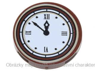 14769pb133 Reddish Brown Tile, Round 2 x 2 with Bottom Stud Holder with Clock