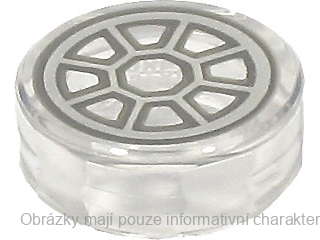 98138pb257 Trans-Clear Tile, Round 1 x 1 with SW 8 Spoke Radial TIE Fighter
