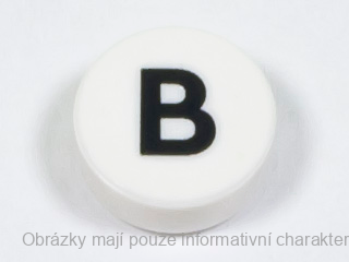 98138pb212 White Tile, Round 1 x 1 with Black Capital Letter B