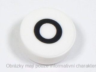 98138pb225 White Tile, Round 1 x 1 with Black Capital Letter O