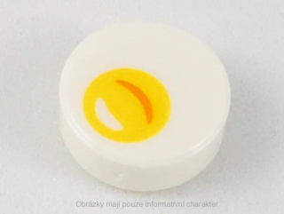 98138pb088 White Tile, Round 1 x 1 with Egg Yolk