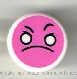 98138pb277 White Tile, Round 1 x 1 with Emoji, Dark Pink Angry Face