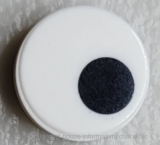 98138pb265 White Tile, Round 1 x 1 with Small Black Circle / Eye Pupil Offset