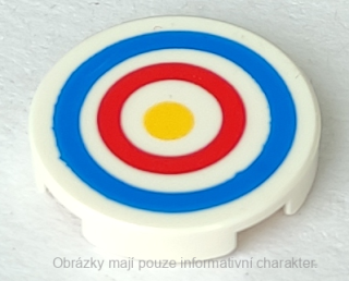 14769pb086 White Tile, Round 2 x 2 with Blue and Red Circles
