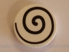14769pb209 White Tile, Round 2 x 2 with Bottom Stud Holder with Spiral Black