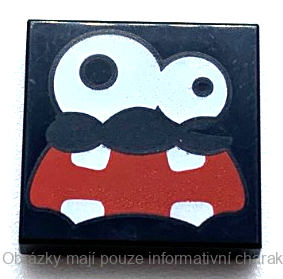 3068bpb1368 Black Tile 2 x 2 with White Eyes and Red Wide Open Mouth