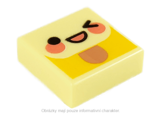 3070bpb202 Bright Light Yellow Tile 1 x 1 with Groove with Emoji Face