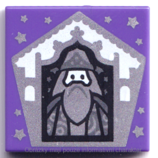 3068bpb1742 Dark Purple Tile 2 x 2 with HP Chocolate Frog Card Albus Dumbledore
