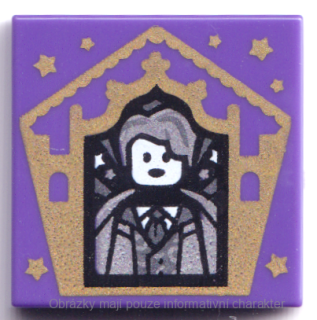 3068bpb1747 Dark Purple Tile 2 x 2 with HP Chocolate Frog Card Gilderoy Lockhart
