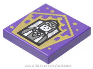 3068bpb1741 Dark Purple Tile 2 x 2 with HP Chocolate Frog Card Jocunda Sykes