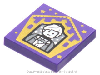 3068bpb1751 Dark Purple Tile 2 x 2 with Chocolate Frog Card Newt Scamander