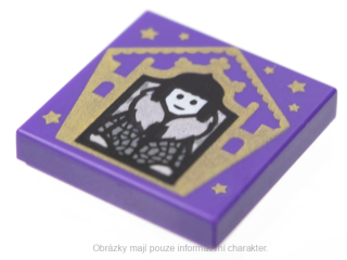 3068bpb1738 Dark Purple Tile 2 x 2 with HP Chocolate Frog Card Olympe Maxime