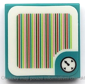 3068bpb1855 Dark Turquoise Tile 2 x 2 with Super Mario Scanner Code Time Block