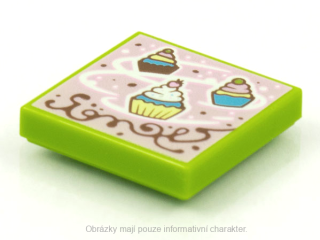 3068bpb1618 Lime Tile 2 x 2 with Groove with BeatBit Album Cover - Cupcakes