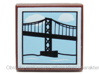 3068bpb0674 Reddish Brown Tile 2 x 2 with Groove with Suspension Bridge Pattern