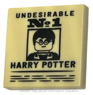 3068bpb2006 Tan Tile 2 x 2 with Poster 'UNDESIRABLE No.1' and 'HARRY POTTER'