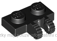 60471 Black Hinge Plate 1 x 2 Locking with 2 Fingers on Side and 9 Teeth