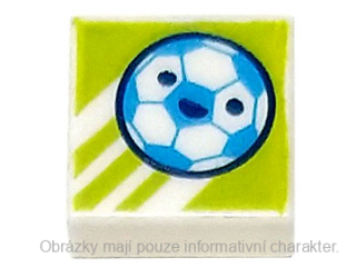 3070bpb243 White Tile 1 x 1 with Dark Azure and White Soccer Ball