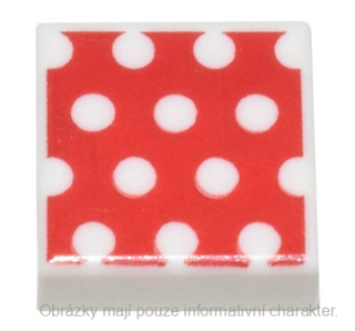 3070bpb255 White Tile 1 x 1 with Groove with White Polka Dots