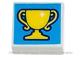 3070bpb245 White Tile 1 x 1 with Groove with Yellow Trophy