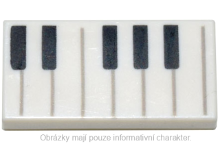 3069bpb0761 White Tile 1 x 2 with Groove with Black and White Piano Keys