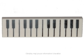 2431pb593 White Tile 1 x 4 with Black and White Piano Keys