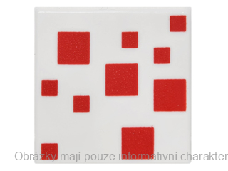 3068bpb0991 White Tile 2 x 2 with Red Squares Pattern (Minecraft Cake)