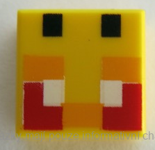3070bpb200 Yellow Tile 1 x 1 with Groove with Angry Bee Eyes Minecraft Pixelated