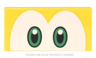 87079pb1190 Yellow Tile 2 x 4 with Green and Black Eyes (Koopa Troopa)