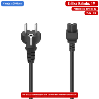 InLine Kabel síťový k notebooku, CEE 7/7(M) - IEC320 C5, 1m, černý